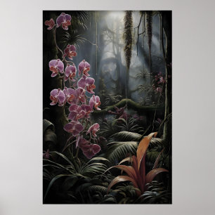 Póster Bosque de orquídeas rosadas, gótico de academia os