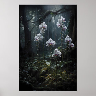 Póster Bosque de Orquídeas Salvajes, Estampa de Dark Acad