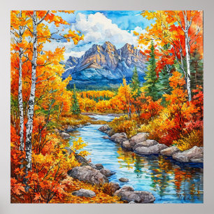 Póster Bosque de otoño