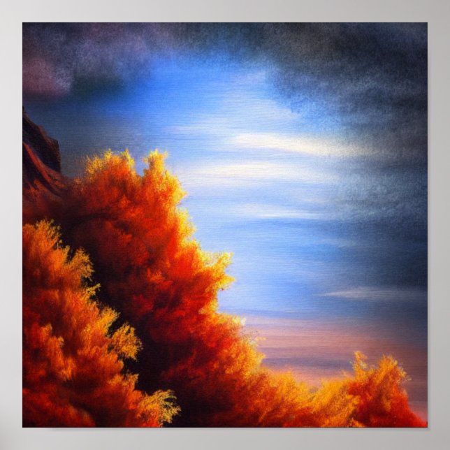 Póster Bosque de otoño junto al Poster oceánico (Frente)