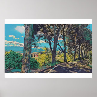 Póster Bosque de otoño vibrante - Poster