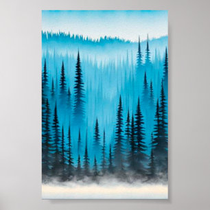 Póster Bosque de pinos