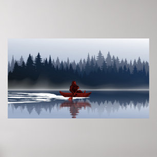 Póster Bosque de pinos del desierto del canoe del lago Bi