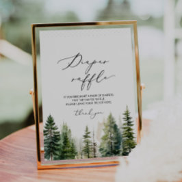 Póster Bosque de pinos minimalista rifa de pañales