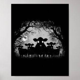 Póster Bosque de Vacas Embrujadas Ganado Negro con Ojos G