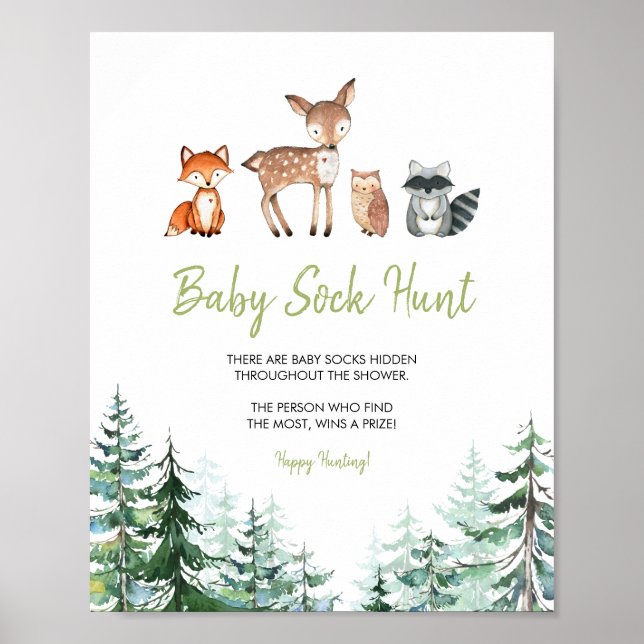 Póster Bosque de Woodland Oh Boy Baby Shower Caza de gana (Frente)