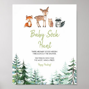 Póster Bosque de Woodland Oh Boy Baby Shower Caza de gana
