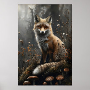 Póster Bosque de zorro temperamental impresión, Dark Acad