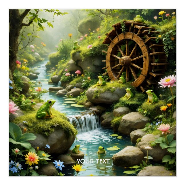 Póster Bosque del río Fantasy Cute Frog (Anverso)