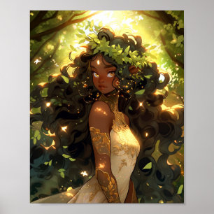 Póster Bosque Elf African American Black Fantasy Art
