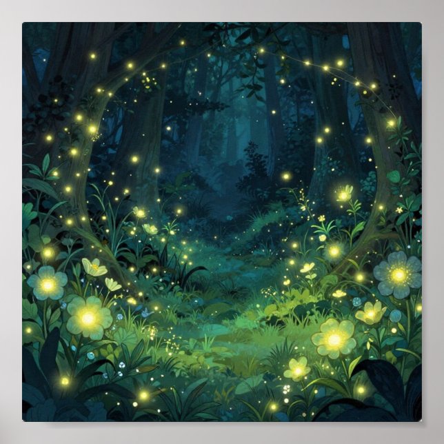 Póster Bosque Encantado Brillo Noche Mágica (Frente)