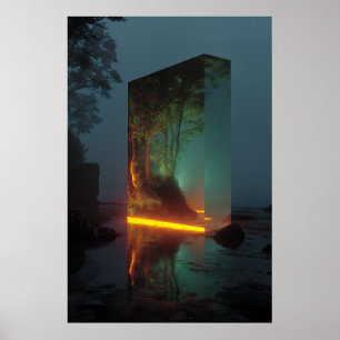 Póster Bosque Encantado de Monolito de Cristal Resplandec