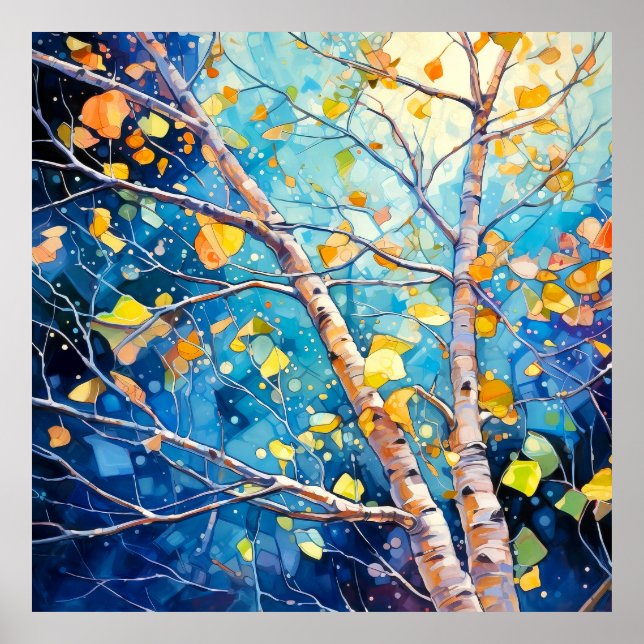 Póster Bosque encantado de otoño nocturno (Frente)