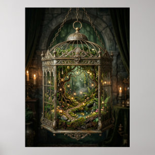 Póster Bosque Encantado en Jaula de Pájaros