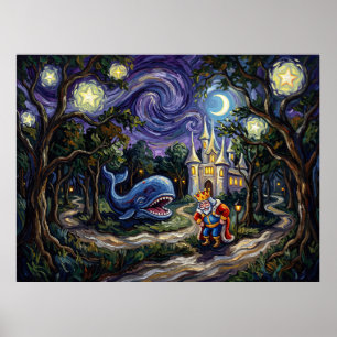 Póster Bosque Encantado Maryland Noche Estrellada Fábula