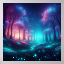 Póster Bosque Etéreo Radiante de Luz Infinita