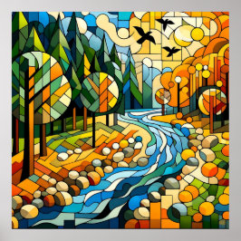 Póster Bosque geométrico