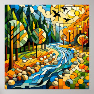 Póster Bosque geométrico