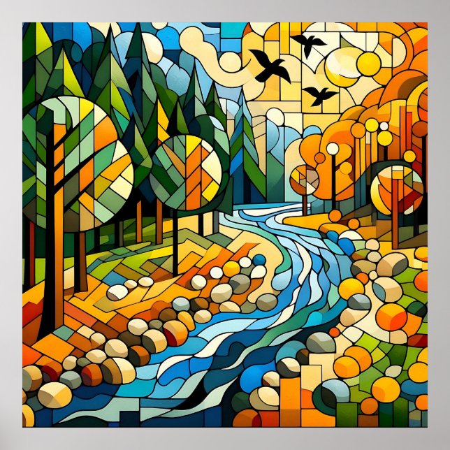 Póster Bosque geométrico (Frente)