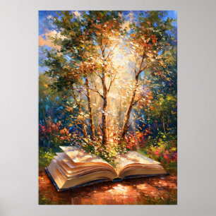 Póster Bosque Impresionista de las Páginas del Libro Aman
