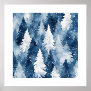 Póster Bosque Invernal de Pinos Silenciosos
