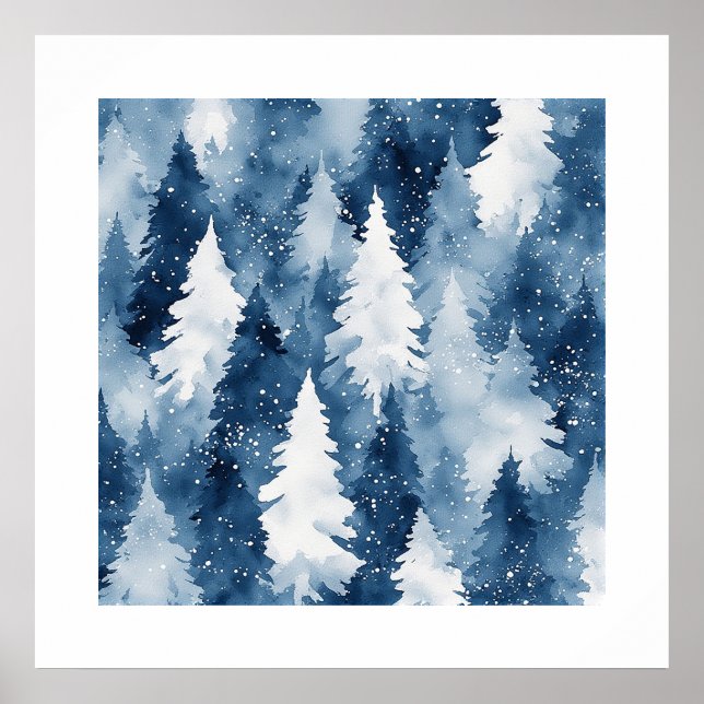 Póster Bosque Invernal de Pinos Silenciosos (Frente)
