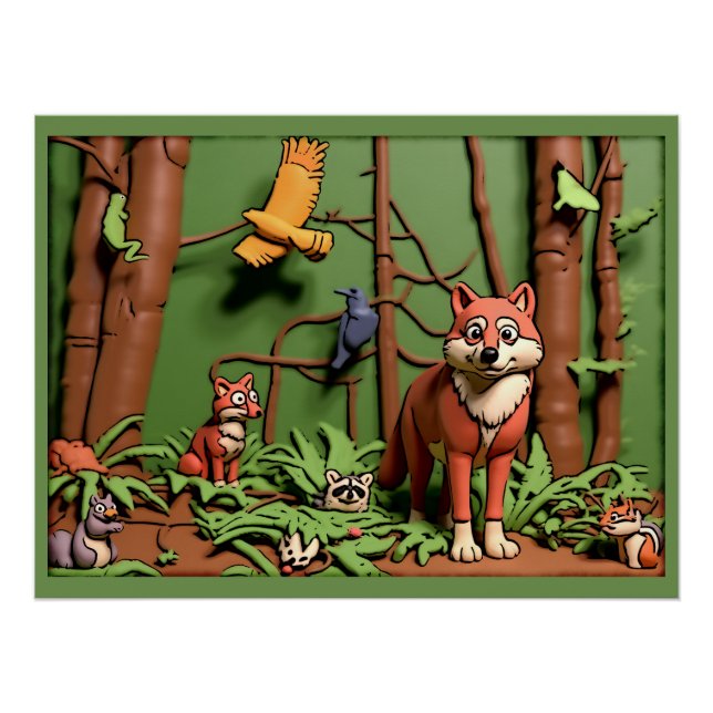 Póster Bosque Mágico - Animales del Bosque (Anverso)