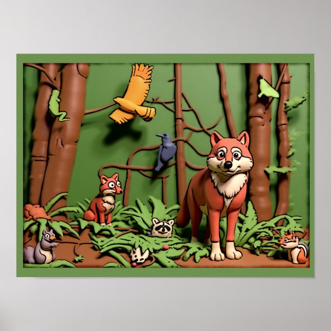 Póster Bosque Mágico - Animales del Bosque (Frente)