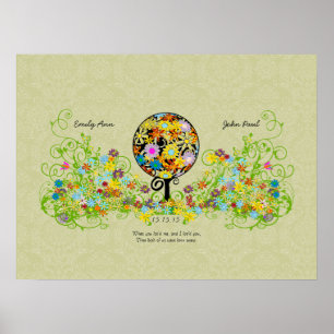 Póster Bosque Mágico Círculo de Amor Flor Árbol Boda