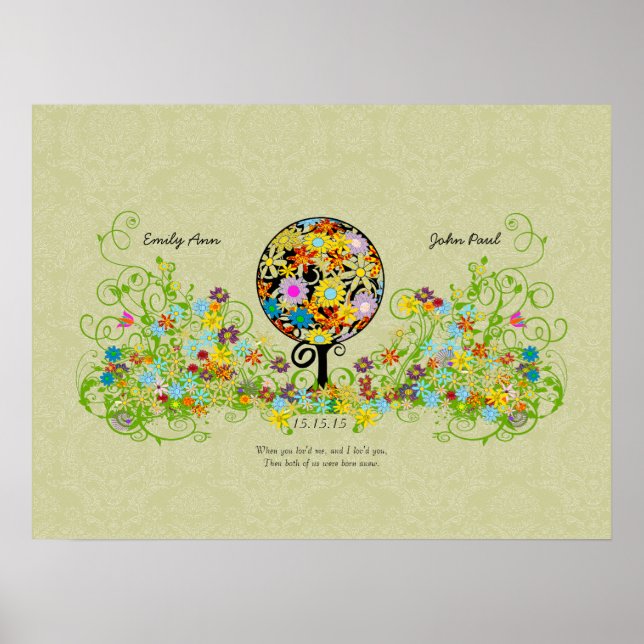 Póster Bosque Mágico Círculo de Amor Flor Árbol Boda (Frente)