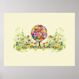 Póster Bosque Mágico Círculo de Amor Flor Árbol Boda