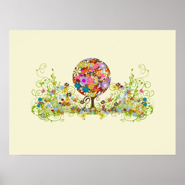 Póster Bosque Mágico Círculo de Amor Flor Árbol Boda (Frente)