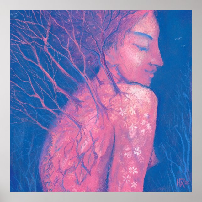 Póster Bosque mágico de la Chica de la fantasía del despe (Frente)