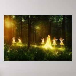 Póster Bosque mágico | Elf y Fairies | Naturaleza fantást