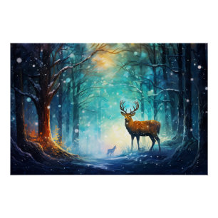 Póster Bosque Mágico Nevado Arte-82109