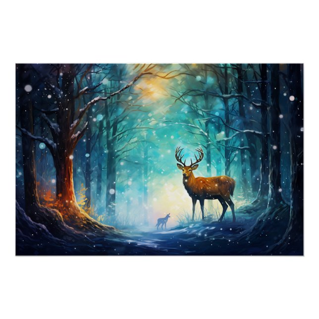 Póster Bosque Mágico Nevado Arte-82109 (Anverso)