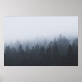 Póster Bosque misterioso en la niebla