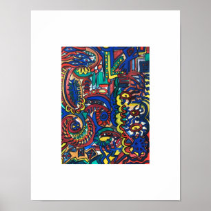 Póster Bosque Místico-Arte Abstracto Pintado a Mano