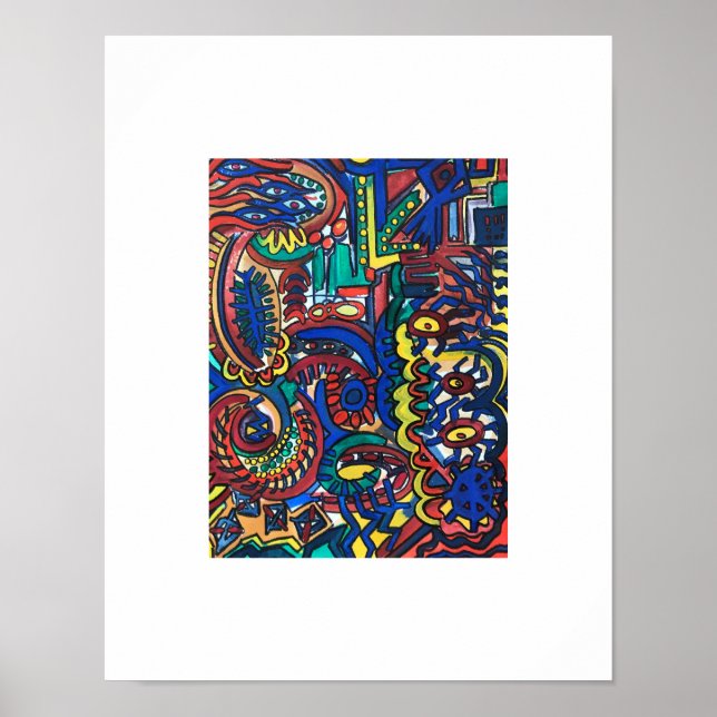 Póster Bosque Místico-Arte Abstracto Pintado a Mano (Frente)