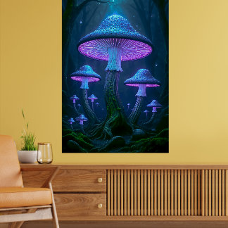 Póster Bosque Místico Etéreo Naturaleza Bioluminiscente