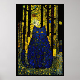 Póster Bosque Mosaico: Un retrato de gato luminoso