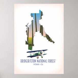 Póster Bosque nacional Bridger-teton, mapa de avivamiento