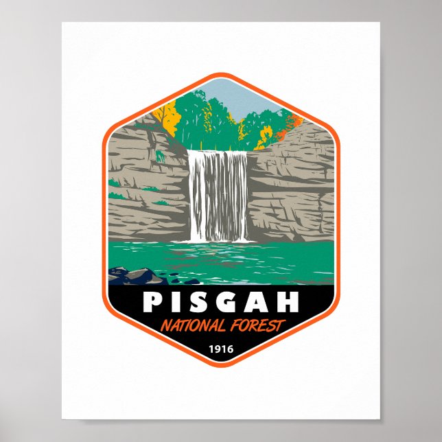 Póster Bosque nacional de Pisgah Emblem de Carolina del N (Frente)
