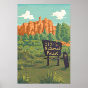 Póster Bosque Nacional Dixie Cartel de Viajes de Utah