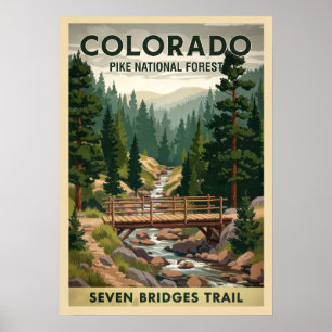 Póster Bosque Nacional Pike - Siete Puentes Sendero V01