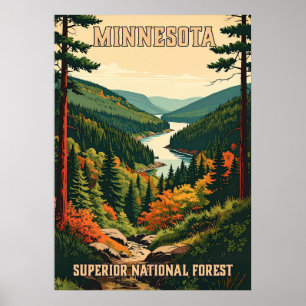 Póster Bosque Nacional Superior de Minnesota V01