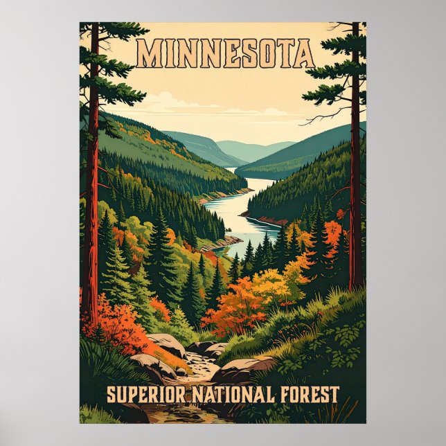 Póster Bosque Nacional Superior de Minnesota V01 (Frente)