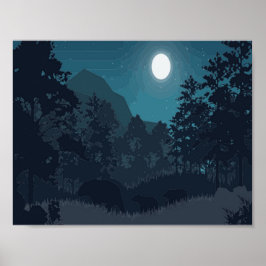 Póster Bosque nocturno