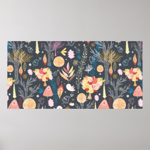 Póster bosque otoñal de textura