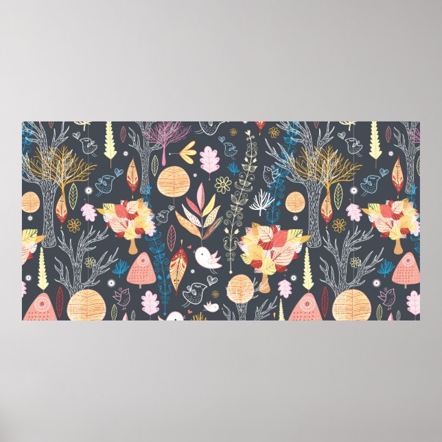 Póster bosque otoñal de textura (Frente)